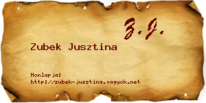 Zubek Jusztina névjegykártya